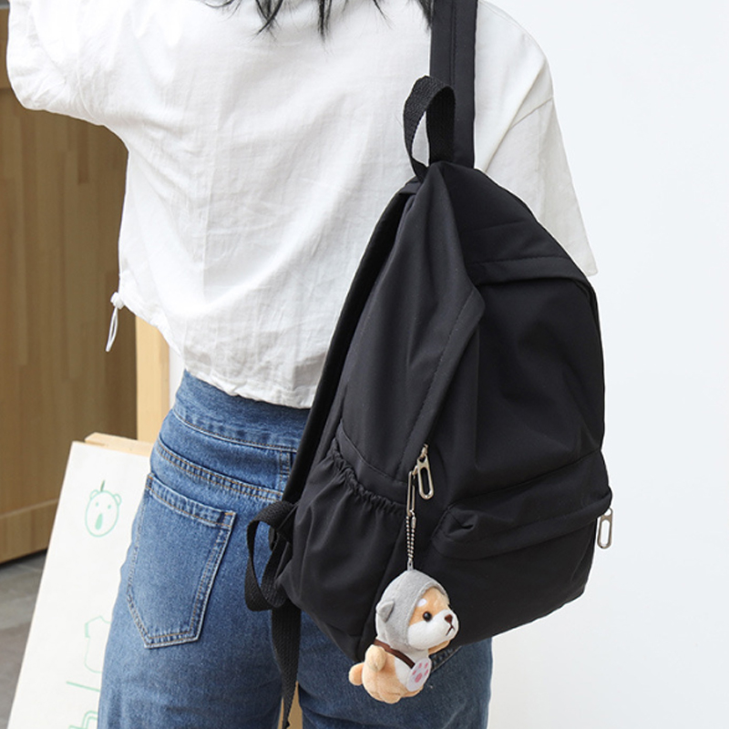 Mochila feminina de cor lisa,  - Canvas Backpack Casual avaliação e preço